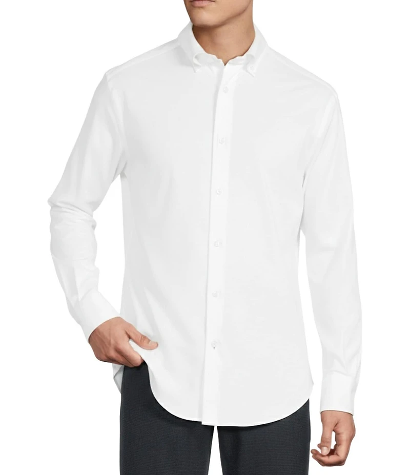 Daniel Cremieux Signature Label Long Sleeve Button Down Luxe Stretch Solid Woven Shirt