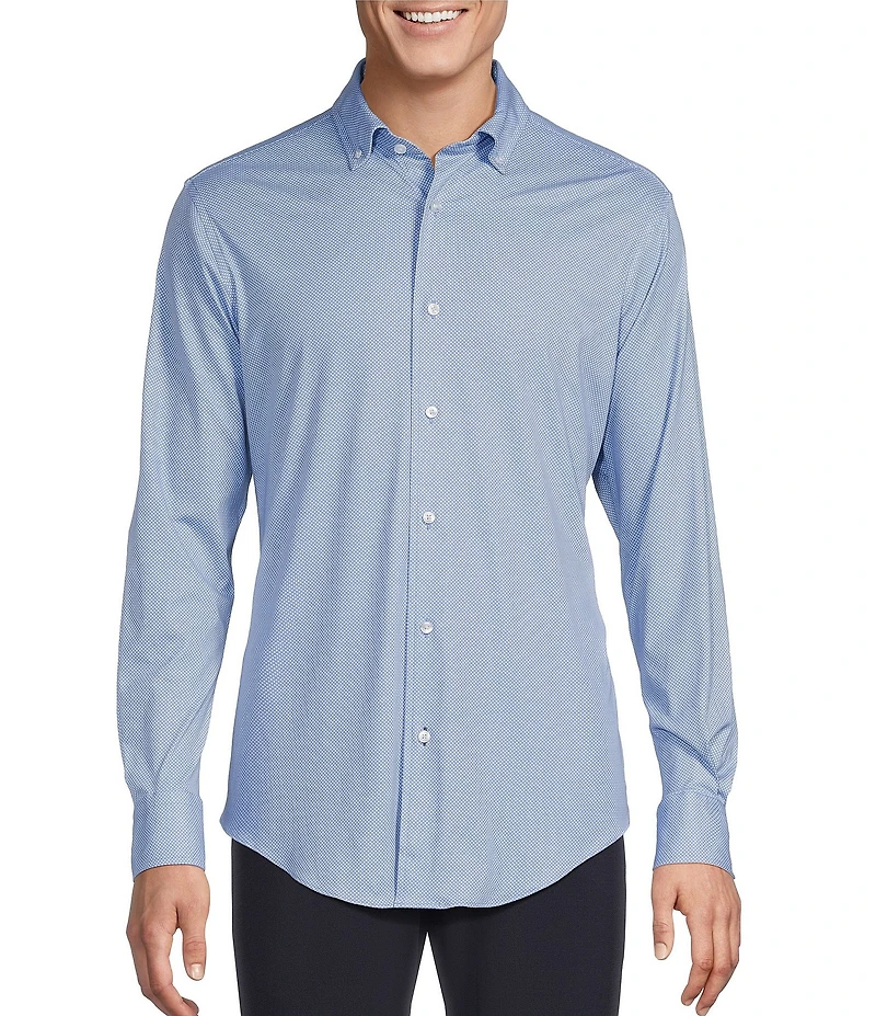 Daniel Cremieux Signature Label Luxe Stretch Diamond Geo Print Long Sleeve Woven Shirt