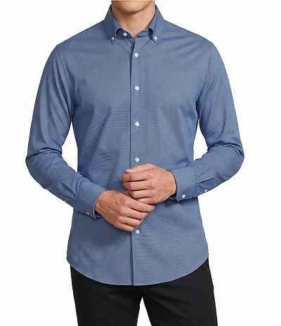 Daniel Cremieux Signature Label Luxe Stretch Geo Print Long Sleeve Woven Shirt