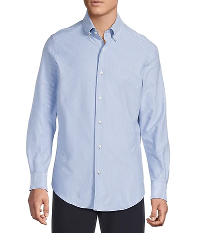 Daniel Cremieux Signature Label Luxe Stretch Stripe Long Sleeve Woven Shirt