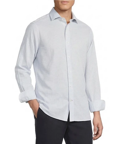 Daniel Cremieux Signature Label Non-Iron Check Linen Long Sleeve Button Front Woven Shirt