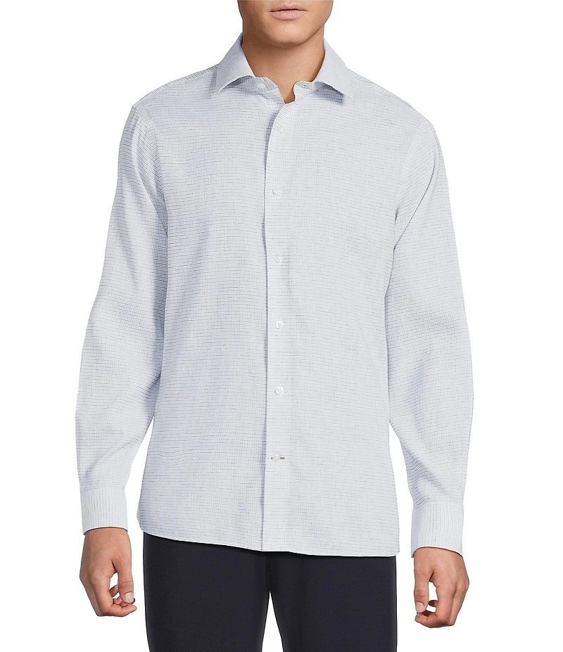 Daniel Cremieux Signature Label Non-Iron Check Linen Long Sleeve Button Front Woven Shirt