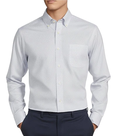Daniel Cremieux Signature Label Non-Iron Diamond Geometric Oxford Long Sleeve Woven Shirt