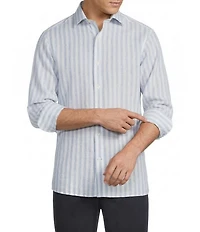 Daniel Cremieux Signature Label Non-Iron Large Stripe Linen Long Sleeve Woven Shirt