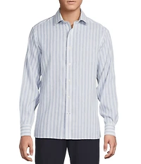 Daniel Cremieux Signature Label Non-Iron Large Stripe Linen Long Sleeve Woven Shirt