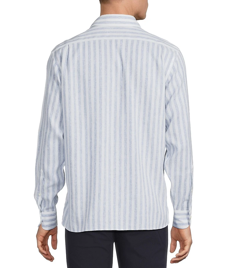 Daniel Cremieux Signature Label Non-Iron Large Stripe Linen Long Sleeve Woven Shirt