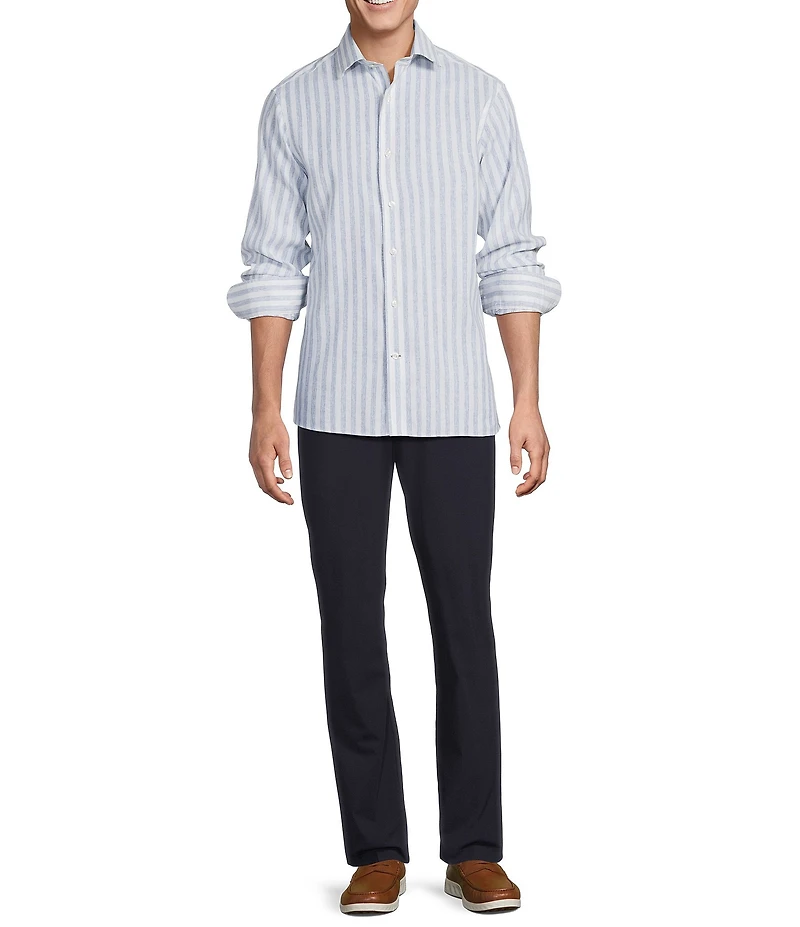 Daniel Cremieux Signature Label Non-Iron Large Stripe Linen Long Sleeve Woven Shirt