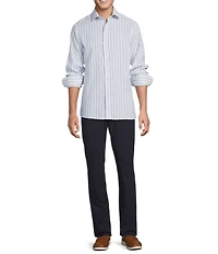 Daniel Cremieux Signature Label Non-Iron Large Stripe Linen Long Sleeve Woven Shirt