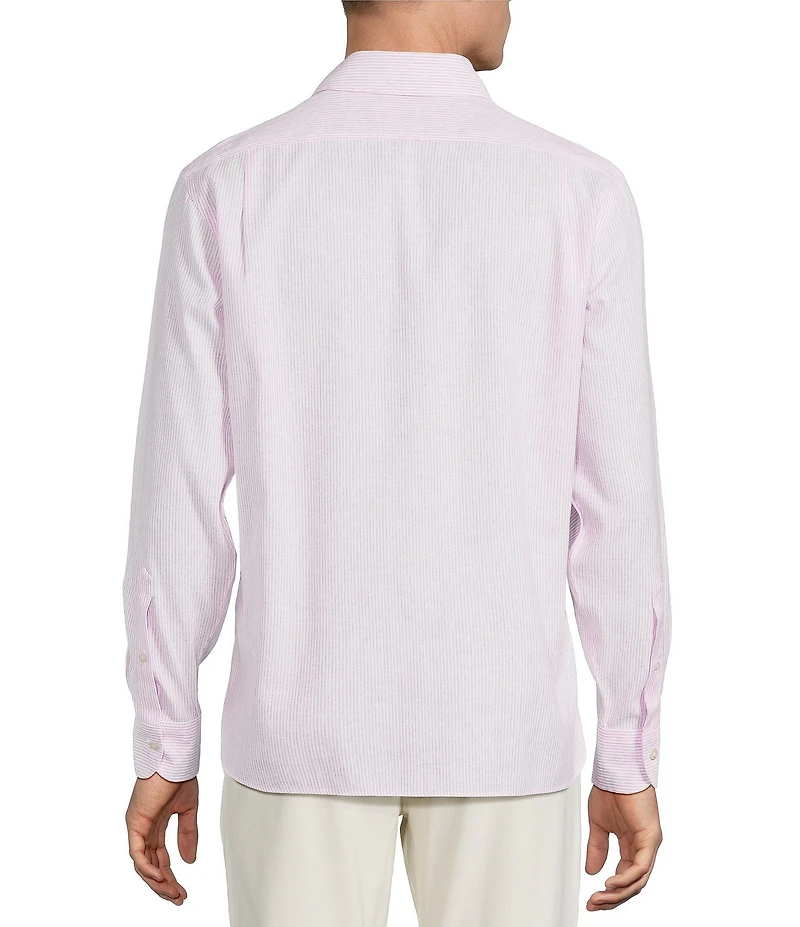 Daniel Cremieux Signature Label Non-Iron Medium Stripe Linen Long Sleeve Woven Shirt