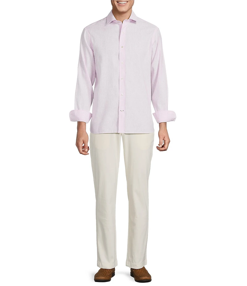 Daniel Cremieux Signature Label Non-Iron Medium Stripe Linen Long Sleeve Woven Shirt