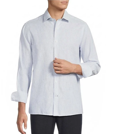 Daniel Cremieux Signature Label Non-Iron Micro Stripe Linen Long Sleeve Woven Shirt