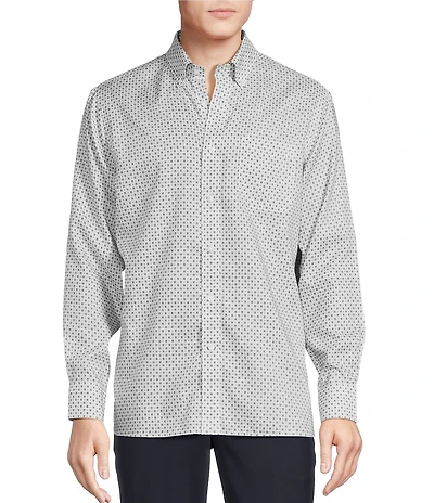 Daniel Cremieux Signature Label Non-Iron Oxford Medallion Print Long Sleeve Woven Shirt