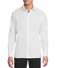 Daniel Cremieux Signature Label Non-Iron Solid Linen Long Sleeve Button Front Woven Shirt
