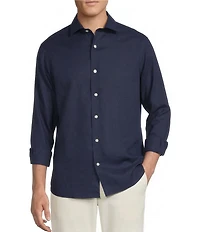 Daniel Cremieux Signature Label Non-Iron Solid Linen Long Sleeve Button Front Woven Shirt