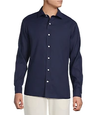 Daniel Cremieux Signature Label Non-Iron Solid Linen Long Sleeve Button Front Woven Shirt
