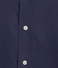 Daniel Cremieux Signature Label Non-Iron Solid Linen Long Sleeve Button Front Woven Shirt