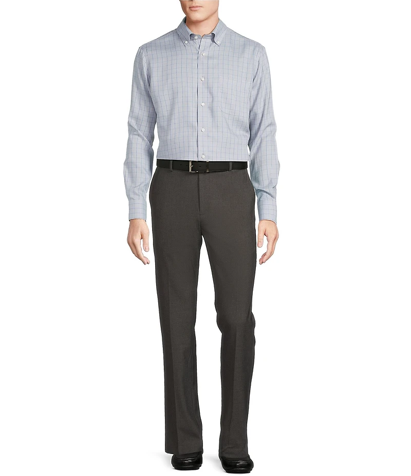 Daniel Cremieux Signature Label Non-Iron Windowpane Long Sleeve Woven Shirt