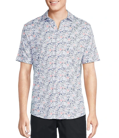 Daniel Cremieux Signature Label Floral Paisley Print Short Sleeve Coatfront Shirt