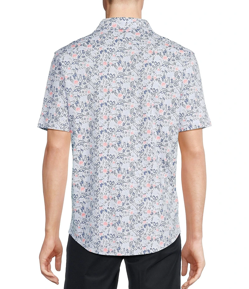 Daniel Cremieux Signature Label Floral Paisley Print Short Sleeve Coatfront Shirt