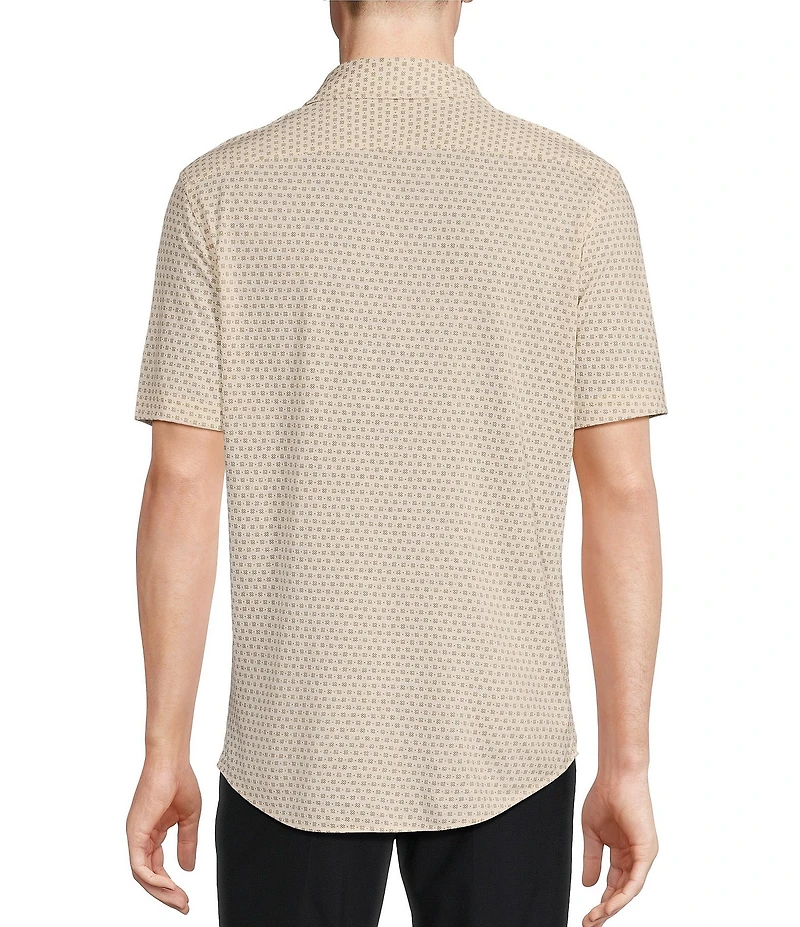 Daniel Cremieux Signature Label Paisley Printed Jersey Jacquard Short Sleeve Coatfront Shirt