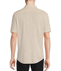 Daniel Cremieux Signature Label Paisley Printed Jersey Jacquard Short Sleeve Coatfront Shirt