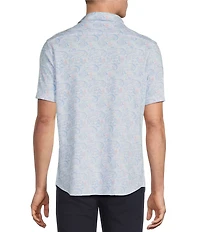 Daniel Cremieux Signature Label Paisley Printed Jersey Jacquard Short Sleeve Coatfront Shirt