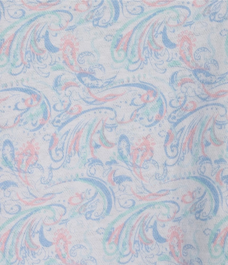 Daniel Cremieux Signature Label Paisley Printed Jersey Jacquard Short Sleeve Coatfront Shirt