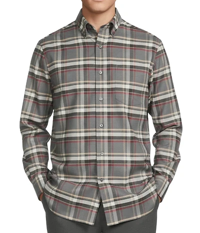 Daniel Cremieux Signature Label Plaid Cashmere Blend Long Sleeve Woven Shirt