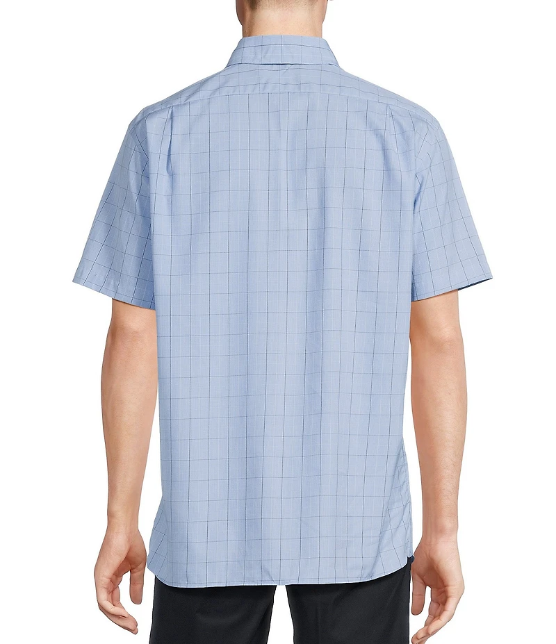 Daniel Cremieux Signature Label Short Sleeve Button Down Poplin Windowpane Woven Shirt