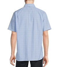 Daniel Cremieux Signature Label Short Sleeve Button Down Poplin Windowpane Woven Shirt