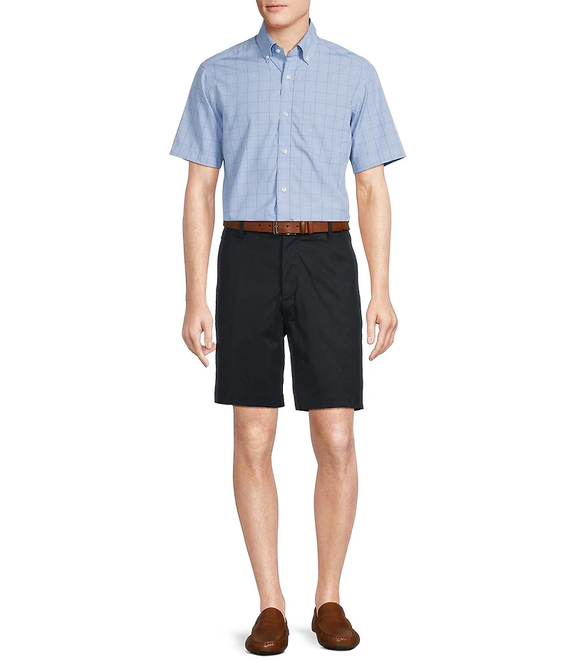 Daniel Cremieux Signature Label Short Sleeve Button Down Poplin Windowpane Woven Shirt