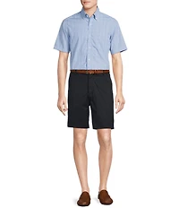 Daniel Cremieux Signature Label Short Sleeve Button Down Poplin Windowpane Woven Shirt