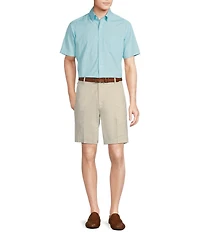 Daniel Cremieux Signature Label Short Sleeve Button Down Poplin Windowpane Woven Shirt