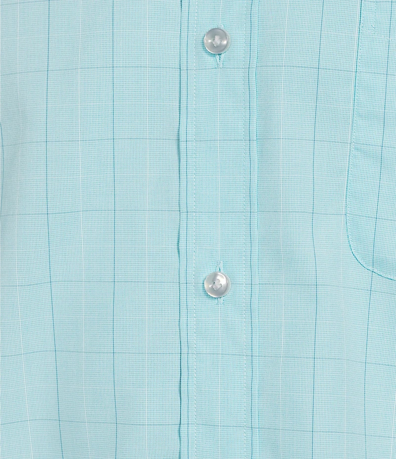 Daniel Cremieux Signature Label Short Sleeve Button Down Poplin Windowpane Woven Shirt