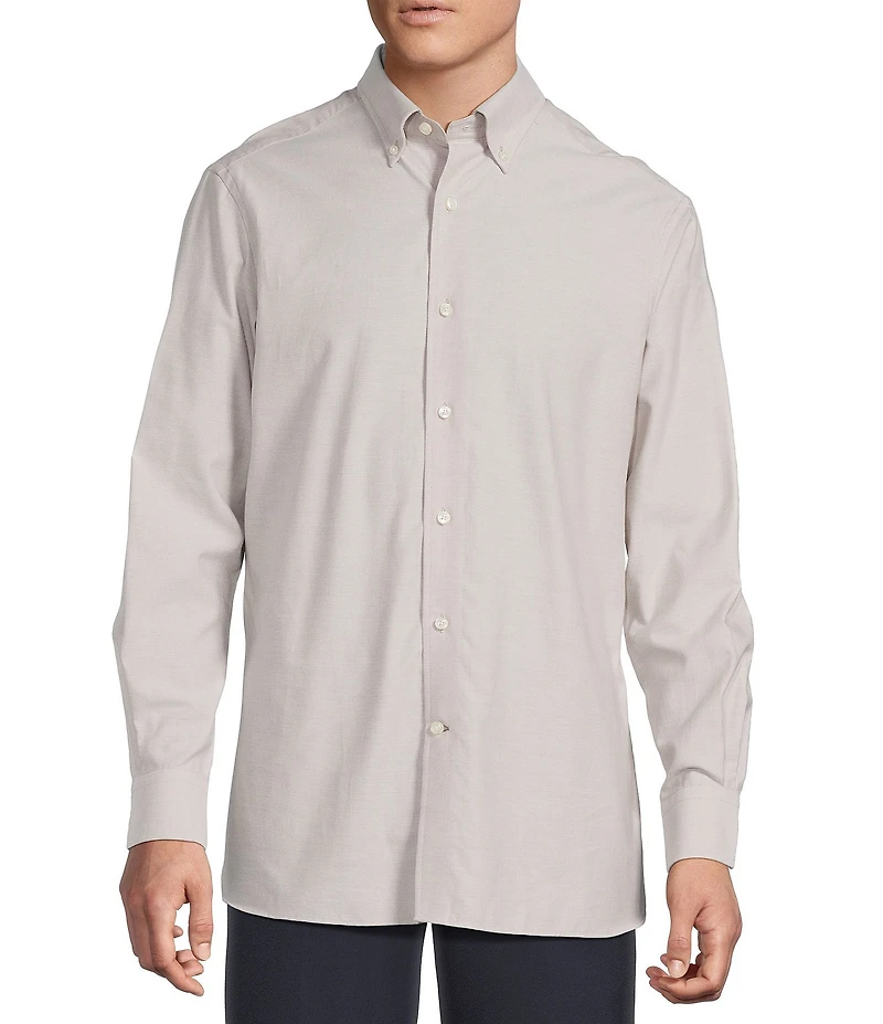 Daniel Cremieux Signature Label Solid Cashmere Blend Long Sleeve Woven Shirt