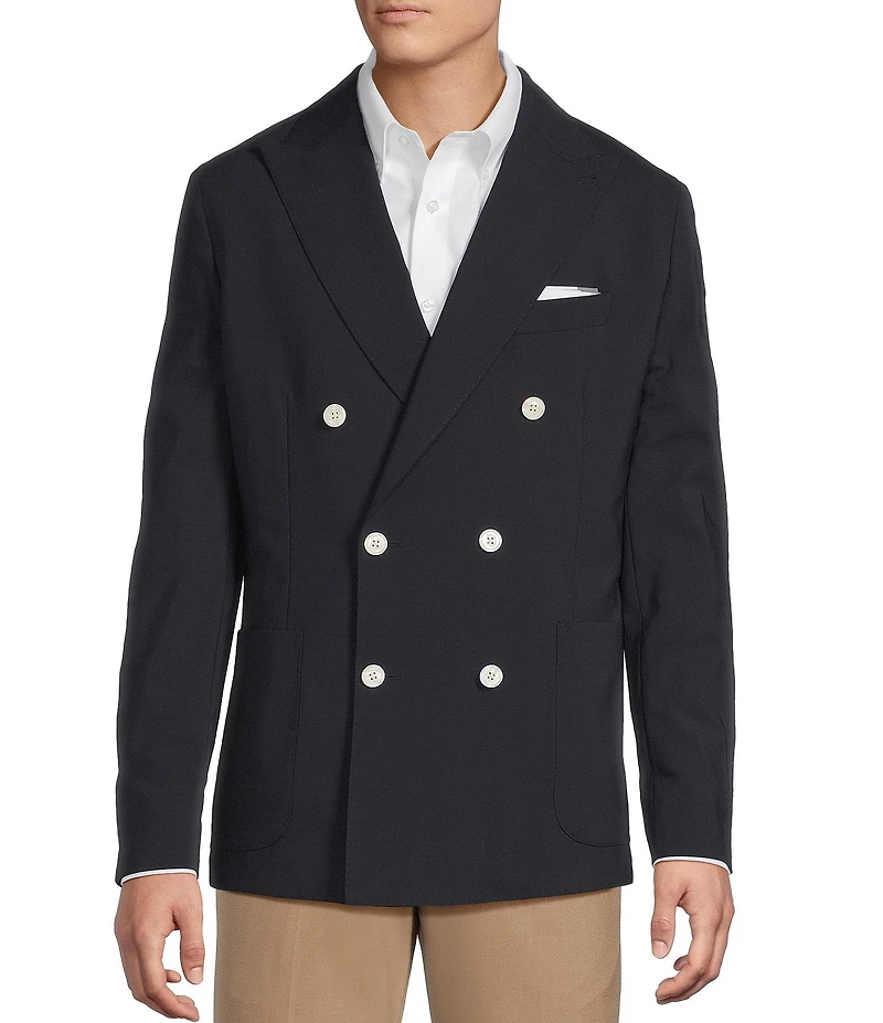 Daniel Cremieux Signature Label Solid Double Breasted Travel Blazer