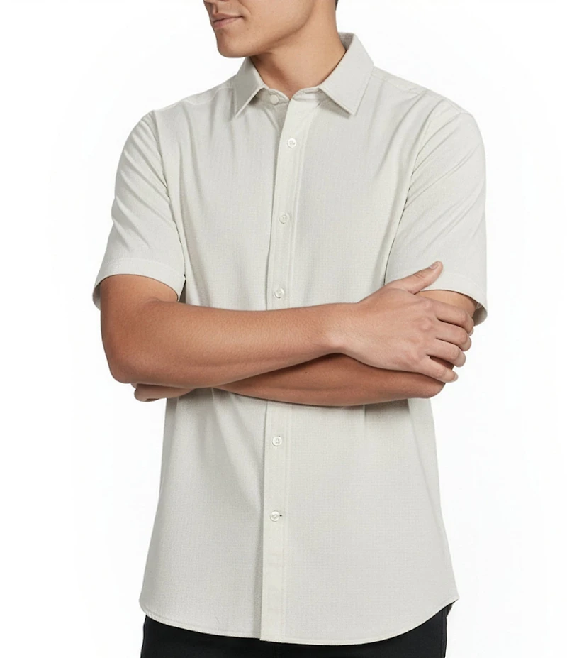 Daniel Cremieux Signature Label Solid Pima Cotton Short Sleeve Coat Front Shirt