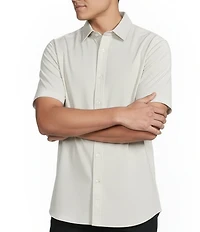 Daniel Cremieux Signature Label Solid Pima Cotton Short Sleeve Coat Front Shirt