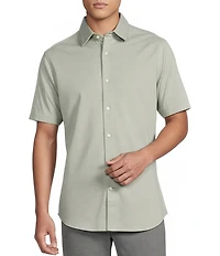 Daniel Cremieux Signature Label Solid Pima Cotton Short Sleeve Coat Front Shirt