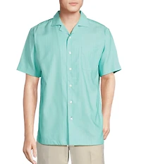 Daniel Cremieux Signature Label Solid Short Sleeve Woven Camp Shirt