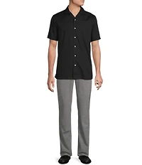 Daniel Cremieux Signature Label Solid Short Sleeve Woven Camp Shirt
