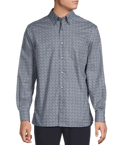 Daniel Cremieux Signature Label Textured Floral Print Long Sleeve Woven Shirt