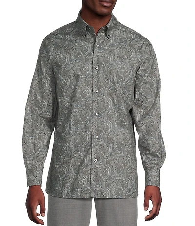 Daniel Cremieux Signature Label Textured Paisley Long Sleeve Woven Shirt