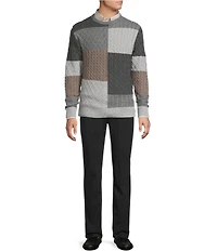 Daniel Cremieux Signature Label The Highlands Collection Crew Neck Wool/Cashmere Blend Patchwork Sweater