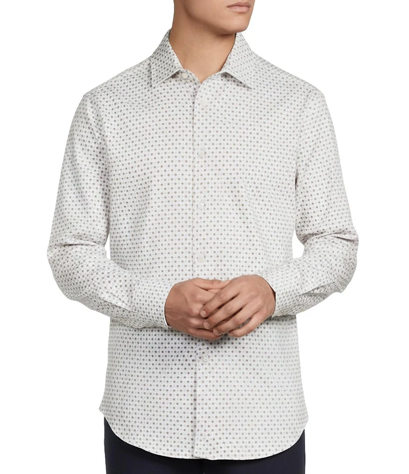 Daniel Cremieux Signature Label The Highlands Collection Printed Knit Long Sleeve Coat Front Shirt