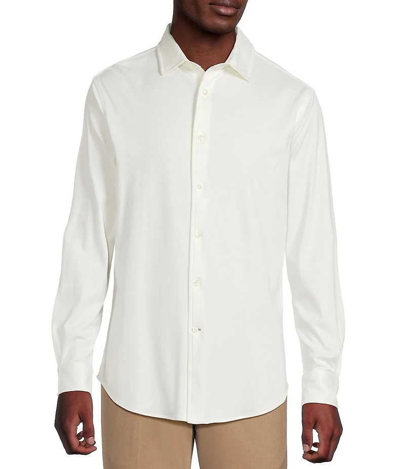 Daniel Cremieux Signature Label The Highlands Collection Solid Knit Long Sleeve Coat Front Shirt