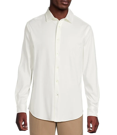 Daniel Cremieux Signature Label The Highlands Collection Solid Knit Long Sleeve Coat Front Shirt