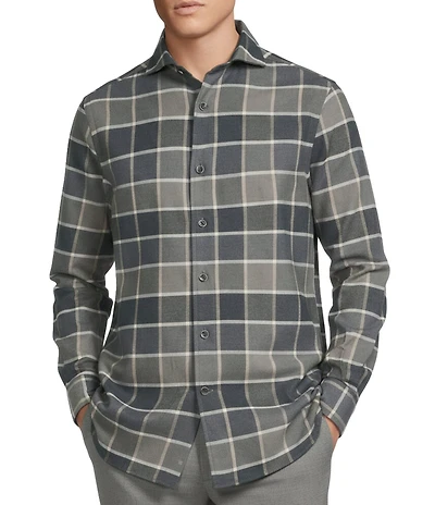 Daniel Cremieux Signature Label The Highlands Collection Windowpane Flannel Long Sleeve Woven Shirt