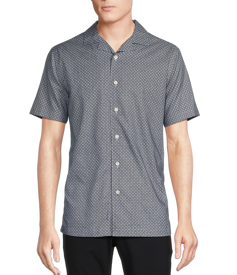Daniel Cremieux Signature Label Tile Print Short Sleeve Woven Camp Shirt