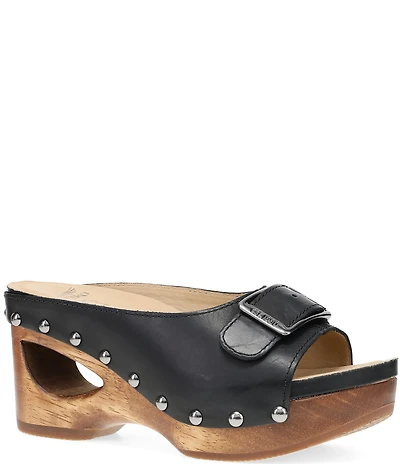 Dansko Adeline Studded Leather Wedge Slide Sandals
